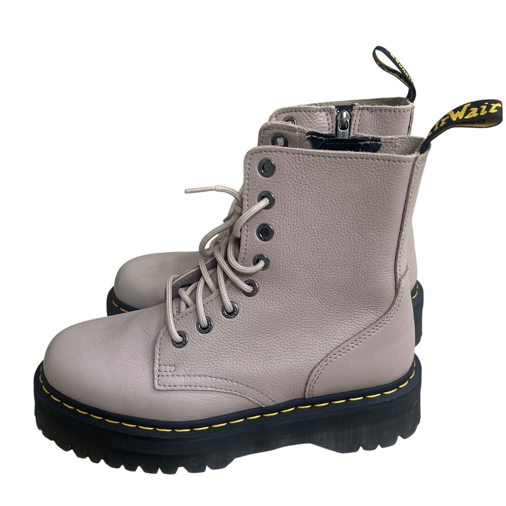 Dr Martens Jadon III Pisa Leather Platform Boots Taupe Grey US 10L / 9M used 1X